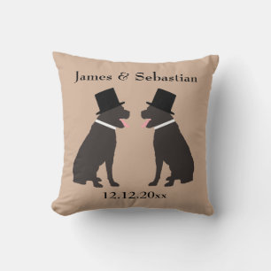 Coussin Grooms Choc Labradors Mariage gay personnalisé