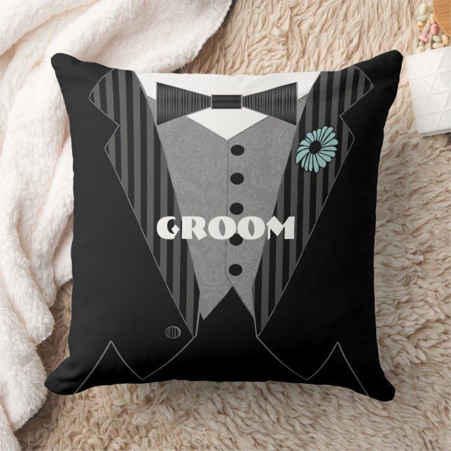 Coussin Grooms Tuxedo Choisir la couleur des fleurs (Couverture)