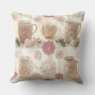 Coussin Groovy 70s Throw Pillow - Mustard Yellow Psychedel