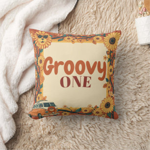 Coussin Groovy Un Lion Anniversaire Rétro 70s Premier Anni