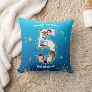 Coussin Gros 5ème anniversaire Photo Collage sous la mer