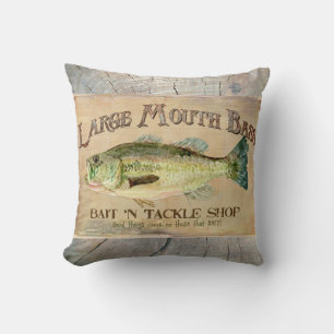 Coussin Gros achigan À Bouche Lakeside Pêche Cabine Bois