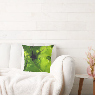 Coussin Gros Feuilles de fougères vertes,