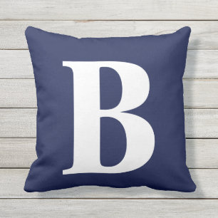 Coussin Gros monogramme bleu marine