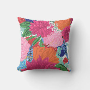 Coussin Gros motif de peinture à la main coloré