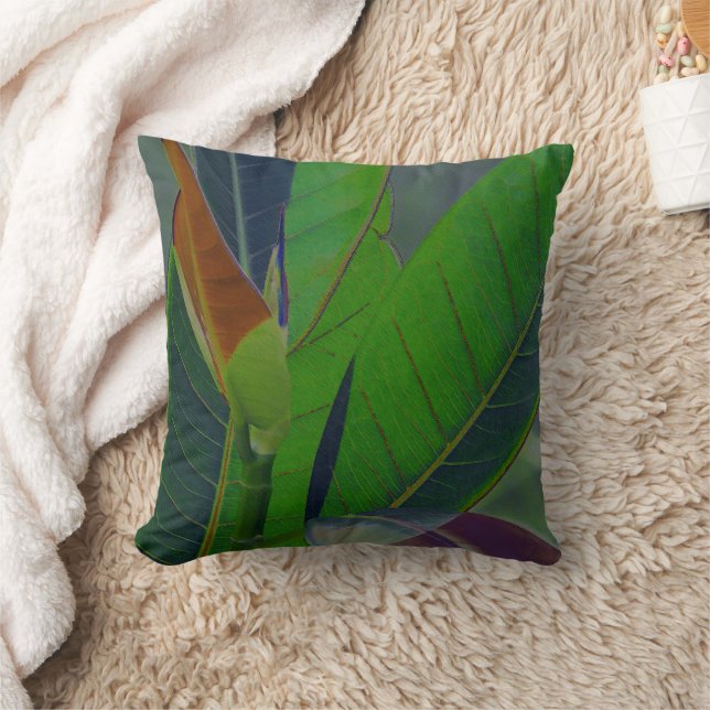 Coussin Gros plan des Feuilles verts (Couverture)