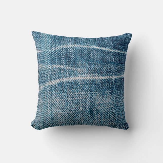 Coussin gros plan du tissu en denim (Recto)