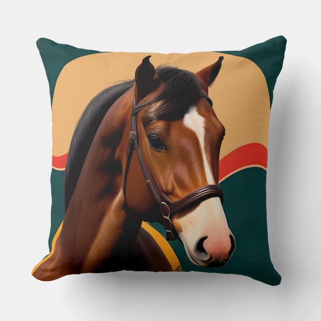 Coussin Gros plan d'un cheval élégant (Recto)