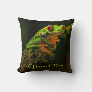 Coussin Gros plan d'une grenouille à arbre rouge #1