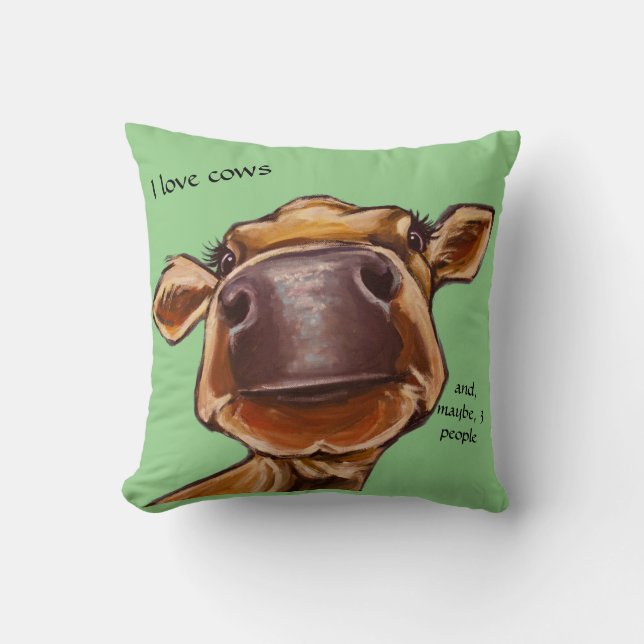 Coussin Gros plan - J'aime les vaches - texte modifiable (Recto)