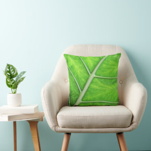 Coussin Gros plan sur la photographie de feuilles vertes d