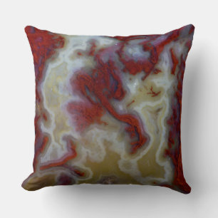 Coussin Gros plan sur une dalle d'agate mousse rouge