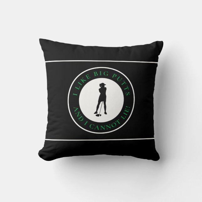 Coussin Gros Puttes Funny Lady Golfer Moderne Black Green (Recto)