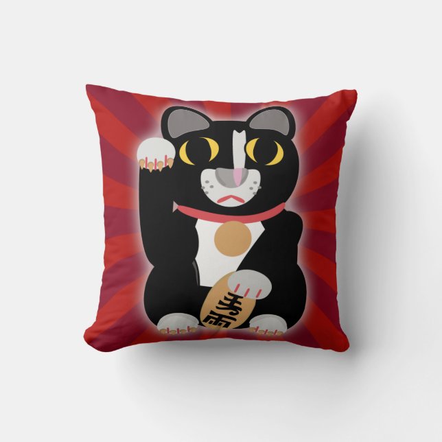 Coussin Gros Tuxedo Chat gras Lucky (Recto)