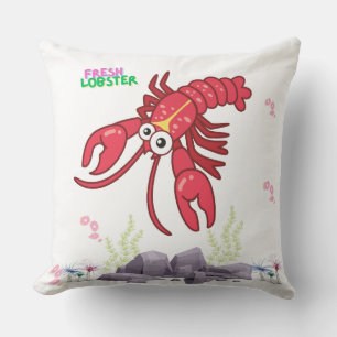 Coussin Gros yeux de homard rouge convivial et bande jaune