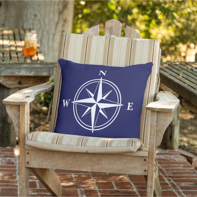Coussin Grosse boussole marine étoile bleu (Chaise)
