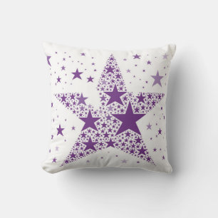 Coussin Grosse étoile en Petites étoiles violet violet