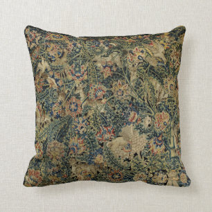 Coussin Grosse Feuille Verdure & Animaux Tapisserie Renais