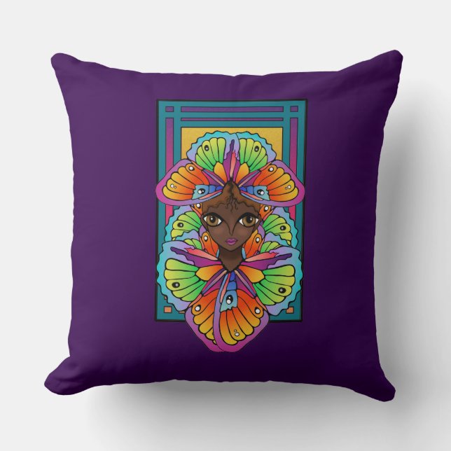 Coussin Grosse fille teintée habillée en ailes papillon (Recto)