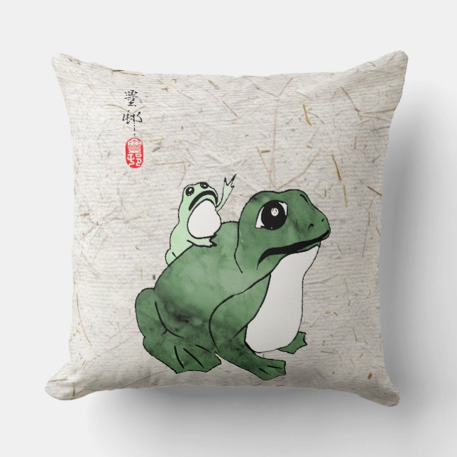 Coussin Grosse grenouille Petit crapaud japonais 19e siècl (Recto)