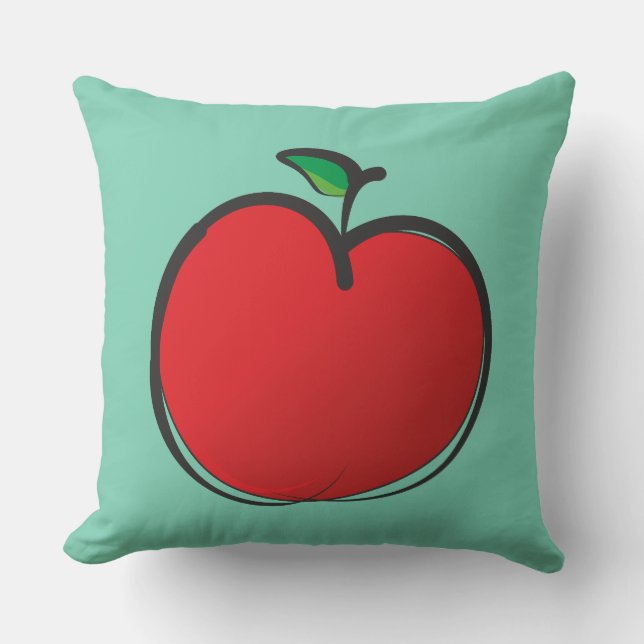 Coussin Grosse pomme rouge dessine sur un Arrière - plan v (Recto)