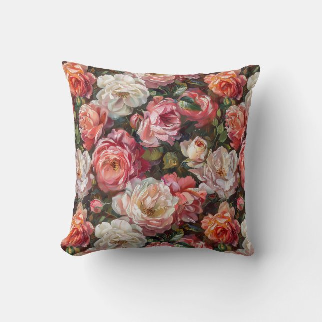 Coussin Grosses fleurs de Rose Lancer l'oreiller (Recto)