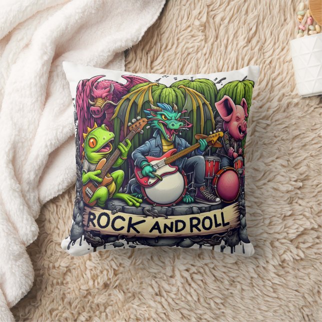 Coussin Groupe Animé d'animaux exécutant de la musique roc (Couverture)