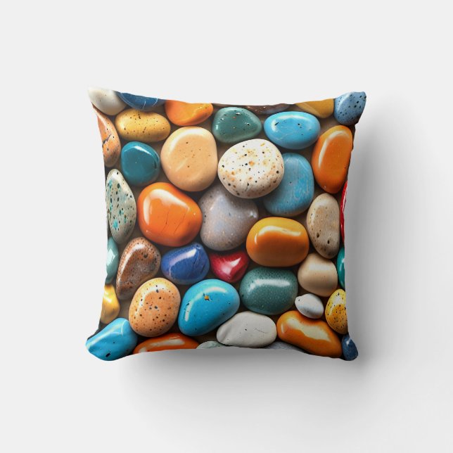 Coussin Groupe de roches colorées polies brillantes (Recto)