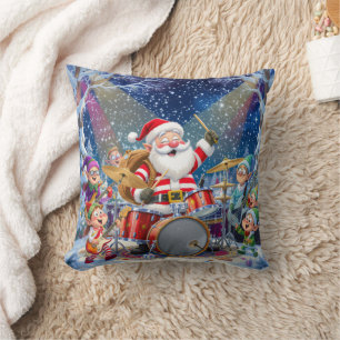 Coussin Groupe de rock à percussion de Père Noël personnal