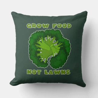 Coussin Grow Food Not Lawns Funny Gardening T-Shirt