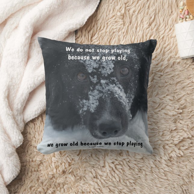 Coussin Growing Old Inspirational Quote Border Collie  (Couverture)