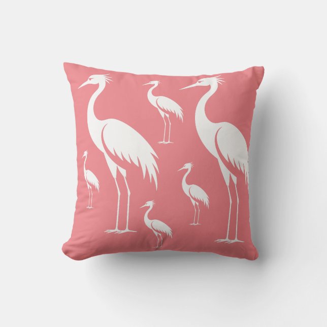 Coussin Grue gracieuse Migrant Décor d'oiseaux (Recto)