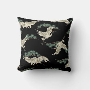 Coussin Grue japonaise élégante : représentation artistiqu