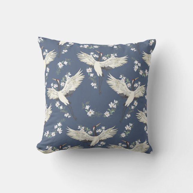 Coussin Grue vintage : Motif d'oiseaux volant (Recto)