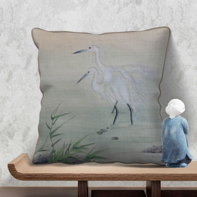 Coussin Grues dans la rivière Chinoise (Créateur téléchargé)