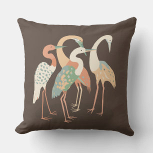 Coussin Grues d'art pop couleur neutre
