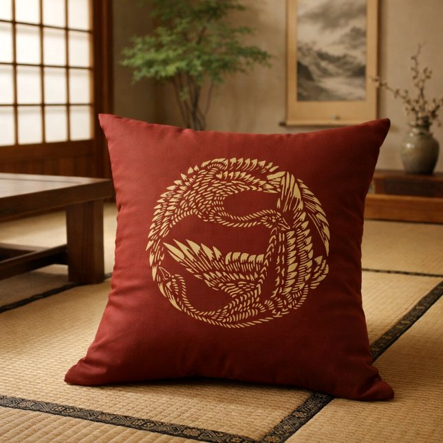 Coussin Grues Japonaises Couleurs Personnalisables (Créateur téléchargé)