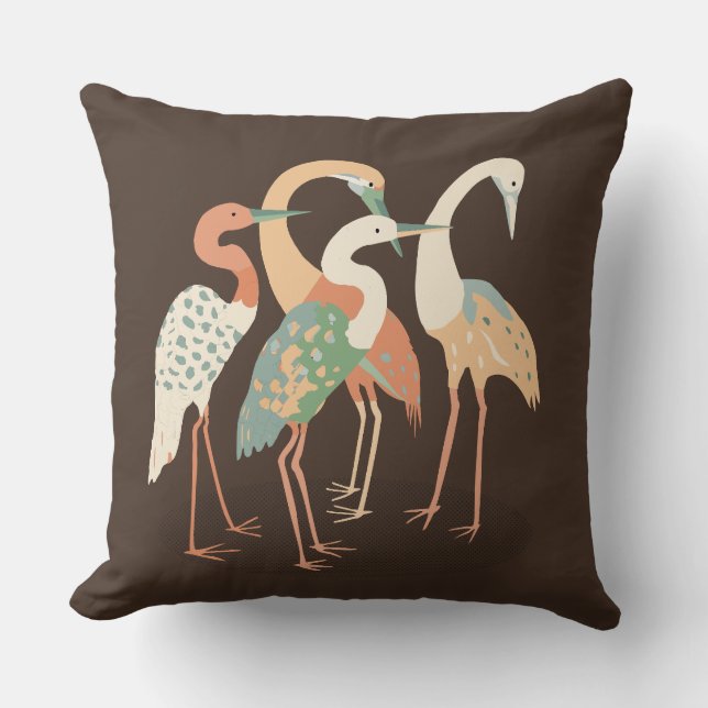 Coussin Grues Pop Art de couleur neutre   (Recto)