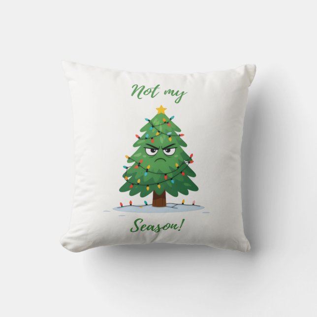 Coussin Grumpy Christmas Tree Cartoon – Funny "Not My Seas (Recto)