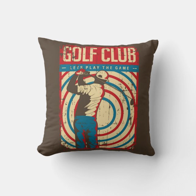 Coussin Grunge classique Vintage rétro Golfeur Brown (Recto)