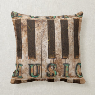 Coussin grunge de musique de clés de piano