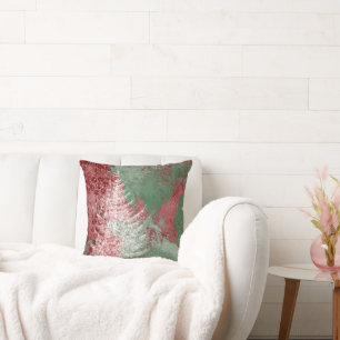 Coussin Grunge de Noël   Arbre XMas vert et blanc rouge
