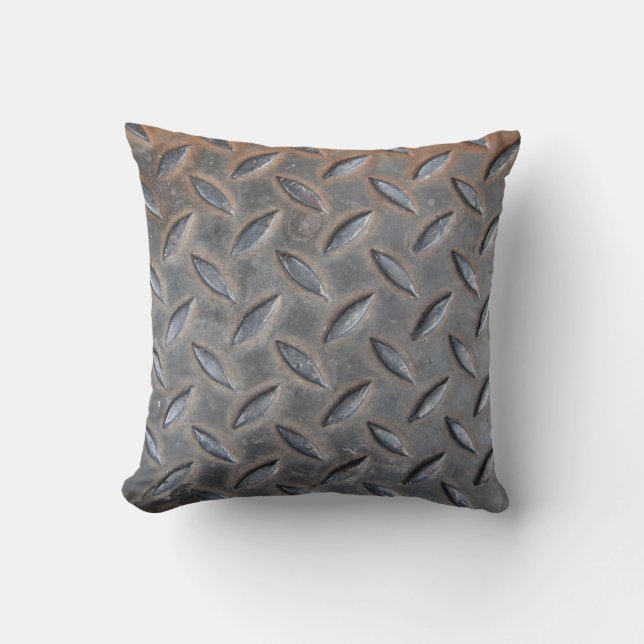 Coussin Grunge diamant métal, texture en acier soudé. (Recto)