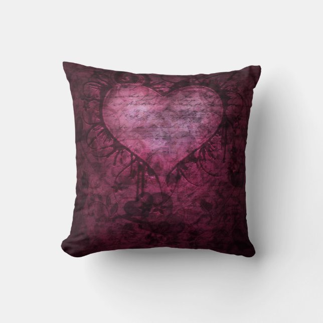Coussin grunge gothique magnifique de coeur (Recto)