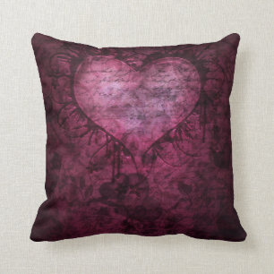 Coussin grunge gothique magnifique de coeur