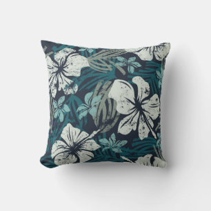 Coussin Grunge Hibiscus, Papier peint Floral Tropical.