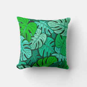 Coussin Grunge Monstera Feuilles #2