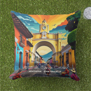 Coussin Guatemala Travel Poster vintage Antigua