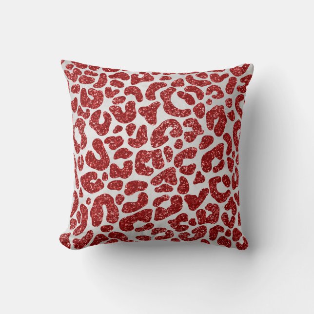 Coussin Guépard Abstrait Rouge (Recto)