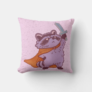 Coussin Guerrier Raton Laveur Fantastique Mignon avec Épée
